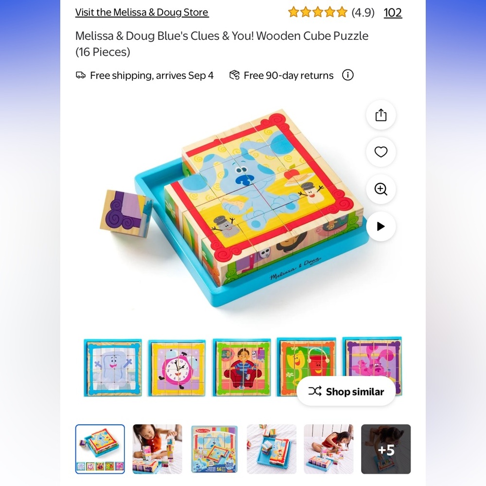 Melissa & Doug Blue's Clues Colorful Cube Puzzle
